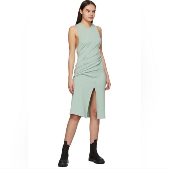 RAG & BONE Light Green Mint Sage Archetype Sydney Racer Back Fitted Midi Dress - Picture 3 of 5